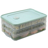 朗伯爵冰箱保鲜饺子盒馄饨盒托盘食物盒收纳盒鸡蛋保鲜盒(3层1盖)