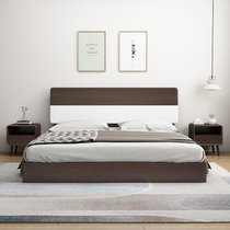 恒兴达 北欧风格1.8米双人床现代简约1.5原木直销床主卧2020新款实木床(1.5*2米-A款胡+白 床+床垫+床头柜*2)