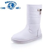环球2013新品 欧美PU防水OL优雅高筒雪地靴 个性铆钉保暖女靴子(白色 35)