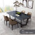 北欧大理石独特餐桌现代简约小户型长方形实木餐桌椅组合6人(1.3米餐桌+4椅黑色)