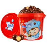 诺梵乳酸菌麦丽素巧克力豆520g桶装 可可脂黑巧克力豆糖果零食小吃