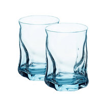 Bormioli Rocco索珍特海浪创意彩色玻璃杯冷饮杯威士忌杯个性水杯300ml两只装(蓝色 300ml)