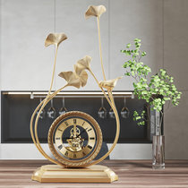 汉时欧式时尚轻奢装饰金属座钟客厅创意透明机芯时钟摆件HD8373(纯铜透明机芯)
