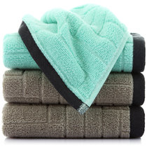 三利 纯棉经典格纹毛巾2条装 32×72cm 柔软吸水洗脸面巾(两色组合)