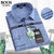 MILAI BOOS男士长袖衬衫2022年男装格纹商务休闲日常上班大码长袖衬衣男(110（蓝格子） 44)