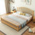进畅家具 全实木床北欧风格现代简约双人床1.8米单人1.5米日式原木主卧家具(1.8*2米（原木色） 床+床头柜*1)