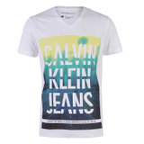 Calvin Klein，卡尔文克莱恩 男士简约时尚短袖T恤  J30J304576(白色 XS)