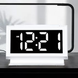 汉时(Hense)多功能智能小夜灯电子闹钟卧室简约静音数字时钟家用座钟HA23(白色)