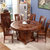 美姿蓝 餐桌 中式全实木雕花餐桌1.8米橡木餐桌椅组合10人仿古大圆桌 一桌八椅 1.5米