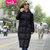 ZeyuBird 2016冬装新款韩版修身大毛领羽绒服女中长款加厚过膝加长保暖外套大码(黑色 XL)