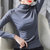 巴洛尼莫2021新款打底衫女秋冬季荷叶边莫代尔棉修身型绿色长袖t恤女装(D0001A碳灰 L)