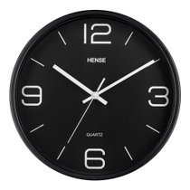 汉时(Hense)挂钟12英寸客厅静音时钟经典简约现代挂表创意石英时钟HW56(黑色黑面12寸)