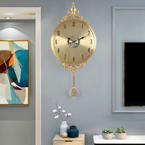汉时欧式轻奢金属装饰挂钟客厅复古静音摆钟卧室古典石英时钟HP2040(金色阿拉伯（丽声机芯）)