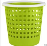 家用塑料无盖垃圾桶简约小号卫生间卧室厕所厨房纸篓带压圈绿色JMQ-850