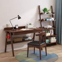 一米色彩实木北欧电脑桌，学习桌，实木书桌(胡桃色 0.8米/单桌)