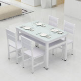 异新 双层钢化玻璃餐桌小户型餐桌椅组合简约现代长方形歺桌家用饭桌(黑色 70*70一桌2椅)