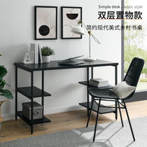高密度P2环保中纤板美式乡村书桌书架一体桌组合家用简约卧室办公写字桌子(默认 环保板)