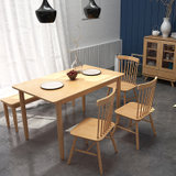 一米色彩 纯实木餐桌北欧橡胶木餐桌子环保现代简约客厅餐桌椅(原木色 单桌)