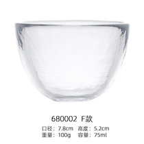 日式锤纹玻璃品茗杯描金水晶透明功夫茶具套装家用主人小茶杯茶碗(金边 F款)