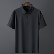 POLO衫男士短袖T恤夏季中老年高端商务休闲短袖衫薄款透气上衣(黑色 52)