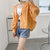 韩版夏季蝙蝠袖连帽衬衫外套上衣防晒衣女2021新款长袖空调衫女(橘色 L)