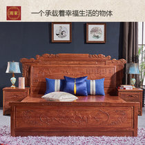 实木床红木床1.8米双人床1.5米新中式红木大床古典主卧家具(财源滚滚1.5米*2米框架结构)