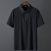 POLO衫男士短袖T恤夏季高端商务休闲短袖衫中老年轻薄透气上衣(黑色 56)