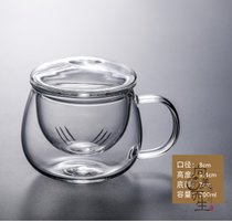 泡茶三件杯加厚耐热玻璃泡茶杯家用过滤花茶壶大容量办公茶具茶杯(鼓盖园趣三件杯 默认版本)