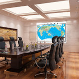 全新版世界地形图2米x1.5米地图挂图办公室会议室用图地理地貌地势高清防水双面覆膜仿木卷轴挂图精装商务挂图