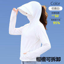 防晒衣女夏季2022新款可外穿防紫外线透气防晒服开衫外套防晒罩衫(L 双帽檐-白色)