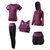 春夏季瑜伽服套装跑步速干衣长袖专业运动健身服套装瑜伽服5件套TP1275(紫红色5件套 XL)