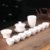 茶具套装青花陶瓷家用泡茶器功夫盖碗整套简约茶杯(12件套（高白瓷）纯白-将军杯)