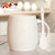 豪峰 陶瓷马克杯杯子咖啡杯牛奶杯水杯带盖勺广告杯可加印logo(白色酒桶杯配盖勺)