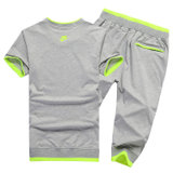 耐克 Nike 男士夏季时尚短袖运动套装(灰色 XL)