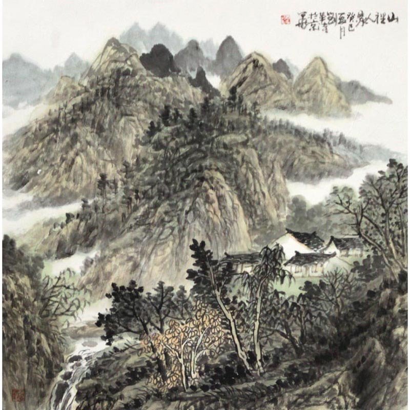 刘革法 山里人家> 国画 山水画 水墨写意 泽钧 锳世 心斋轩子 山水