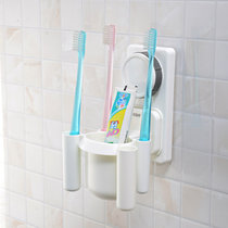 双庆 家居吸盘牙刷架套装牙膏架创意吸壁式牙刷架 吸盘式置物架 1055