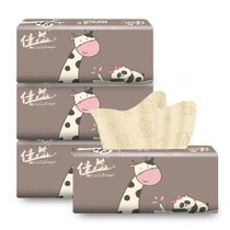 佳益丝竹卡通长颈鹿面巾纸4包装3层210张/包 母婴适用细腻柔软吸水性强