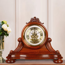 汉时欧式复古实木机械座钟客厅创意轻奢装饰台钟家用静音时钟HD20(刺猬紫檀石英机芯-红木色)