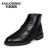 秋季英伦潮流时尚中筒男士时装靴 韩版系带简约尖头中邦皮靴 168-996(黑色 43)