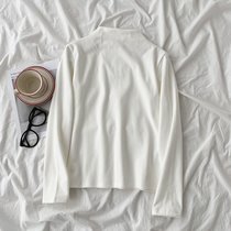 SUNTEK半高领打底衫女2022秋季新款女装白色T恤春秋内搭时尚长袖上衣女(均码 白色)