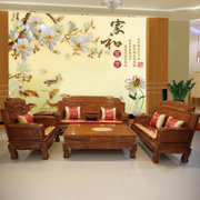 红木家具红木沙发6件套实木沙发客厅锦上添花非洲黄花梨木(1+1+3+茶几+方几+炕几)