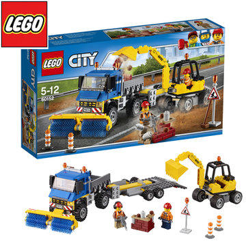 乐高lego city城市系列 60152 道路清扫车和挖掘机 积木玩具(彩盒包装