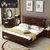 恒兴达 新中式简约艺术型实木床1.8米现代主卧室1.5米橡胶木婚床成套家具(1.8*2米紫檀色 单床)