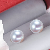 漂亮百合气场女王925银超大淡水珍珠耳钉约12mm(白色)