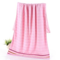 斜月三星超强吸水速干纯棉条条浴巾 70*140cm粉色条条浴巾粉 柔软舒适吸水性强