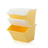 开馨宝 塑料半掀盖多用收纳储物箱子整理筐-2个装(黄色)