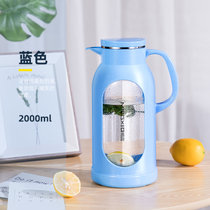 明霞冷水壶玻璃耐热大容量凉白开水瓶透明茶壶高温凉水杯夏季(蓝色 2000ml)