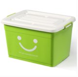 加厚收纳箱塑料整理盒有盖透明储物箱子绿色30L长41宽28.5高22.5厘米JMQ-305