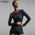 TITIKA瑜伽服时尚运动t恤女长袖四面弹透气薄款跑步运动罩衫上衣69053(黑色 XS)