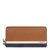COACH 蔻驰 75087 新款男士皮质条纹时尚拼色拉链钱包(棕色)